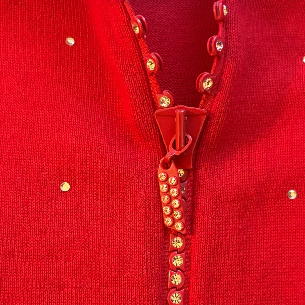 Valentines!  Red!  Quacker Factory Red Cape - Hoodie Black Trim - XS